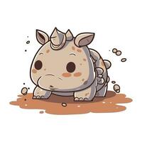 söt noshörning i lera. vektor illustration isolerat på vit bakgrund.