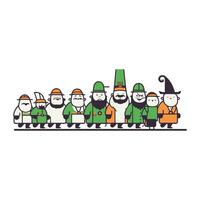 Lycklig helgon patricks dag. leprechauns i traditionell kläder. vektor illustration