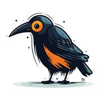 süß schwarz Vogel. Vektor Illustration isoliert auf ein Weiß Hintergrund.