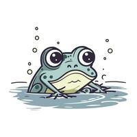 Frosch im Wasser. süß Karikatur Charakter. Vektor Illustration.