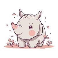 süß Karikatur Nashorn. Vektor Illustration auf Weiß Hintergrund.