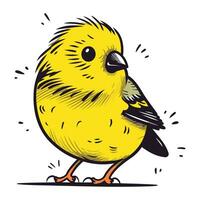Vektor Illustration von ein süß wenig Gelb Vogel isoliert auf Weiß Hintergrund.