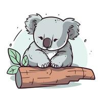 süß Koala Sitzung auf ein Protokoll. Vektor Karikatur Illustration.