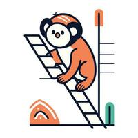 süß Affe Klettern oben das Leiter. eben Stil Vektor Illustration.