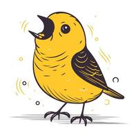Vektor Illustration von ein süß Gelb Vogel. isoliert auf Weiß Hintergrund.