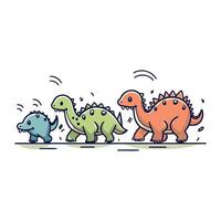 Dinosaurier Karikatur Vektor Illustration. Stegosaurus. Pterodaktylus. Triceratops. Tyrannosaurus. Diplodocus