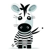 rolig zebra isolerat på vit bakgrund. söt tecknad serie djur. vektor illustration.
