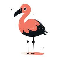 Flamingo Vogel auf ein Weiß Hintergrund. Vektor Illustration im eben Stil.