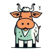 söt tecknad serie ko. vektor illustration på en vit bakgrund. bruka djur.