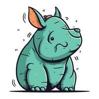 tecknad serie noshörning. vektor illustration av en noshörning.