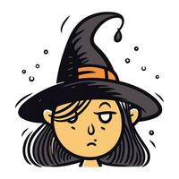 illustration av en kvinna bär en häxa hatt för halloween design vektor