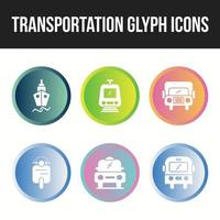 schöne Transport einzigartige Glyphe 6 Symbole gesetzt vektor