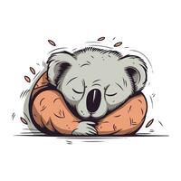 söt koala sovande. vektor illustration av en koala sovande.