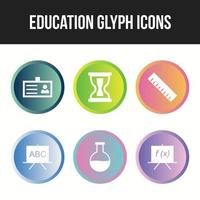 schöne sechs Bildung und Schule Glyphe Icon Set vektor