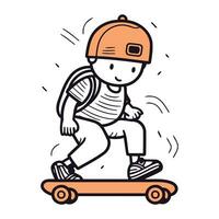 Junge Reiten Skateboard. skizzieren zum Ihre Design. Vektor Illustration.