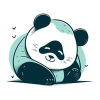 söt tecknad serie panda Sammanträde på de jord. vektor illustration.