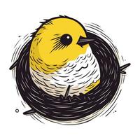 Illustration von ein Vogel im ein Nest auf ein Weiß Hintergrund. vektor