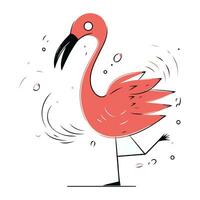 flamingo vektor illustration. hand dragen klotter stil.