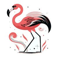 Flamingo Vektor Illustration. Hand gezeichnet Flamingo isoliert auf Weiß Hintergrund.