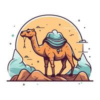 kamel i de öken. vektor illustration i en platt stil.