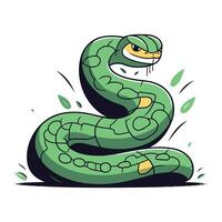 grön orm. isolerat på en vit bakgrund. vektor illustration.