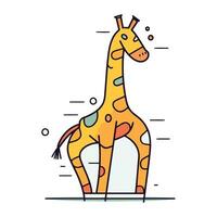 söt giraff. vektor illustration i platt linjär stil på vit bakgrund.