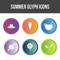 einzigartiger Sommer-Glyphen-Vektor-Icon-Set vektor