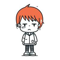 tecknad serie pojke med ledsen uttryck. vektor illustration av en pojke med ledsen uttryck.