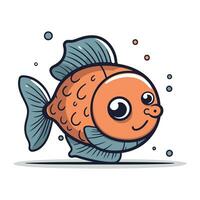 süß Karikatur Fisch. Vektor Illustration. isoliert auf Weiß Hintergrund.