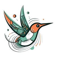 vektor illustration av en kolibri på en vit bakgrund. hand dragen bild.