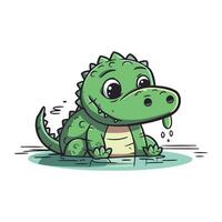 söt krokodil. vektor illustration av en tecknad serie krokodil.