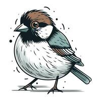 chickadee fågel på de vit bakgrund. vektor illustration.