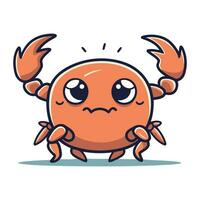 krabba tecknad serie karaktär. söt krabba maskot. vektor illustration.