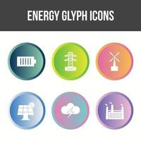 Energie-Glyphe-Vektor-Icon-Set vektor