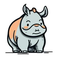 söt noshörning isolerat på vit bakgrund. vektor illustration.