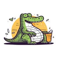 Krokodil. Vektor Illustration. süß Karikatur Krokodil.