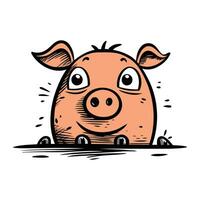 süß Schwein. Vektor Illustration von ein komisch Schwein. Bauernhof Tier.