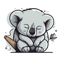 söt koala sovande på de sten. vektor tecknad serie illustration.