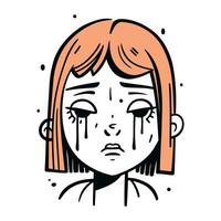 Illustration von ein traurig Frau mit Augen geschlossen. Vektor Illustration.