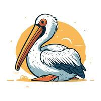 vektor illustration av pelikan isolerat på vit bakgrund. platt stil.