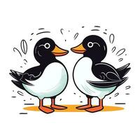 zwei Enten isoliert auf ein Weiß Hintergrund. Vektor Illustration im Karikatur Stil.