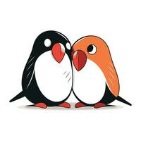 pingvin par på vit bakgrund. söt tecknad serie vektor illustration.
