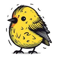 söt liten gul fågel isolerat på vit bakgrund. vektor illustration.