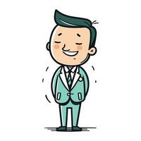 leende affärsman bär kostym vektor tecknad serie karaktär illustration