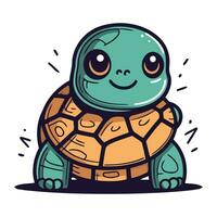 süß Karikatur Schildkröte. Vektor Illustration isoliert auf ein Weiß Hintergrund.