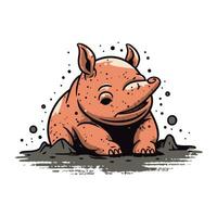 süß Karikatur Nashorn. Vektor Illustration auf Weiß Hintergrund.