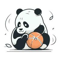 süß Panda spielen Basketball. Vektor Illustration im Karikatur Stil.