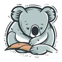 süß Koala lesen ein Buch. Vektor Illustration im Karikatur Stil.