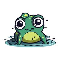 Frosch im Wasser. süß Karikatur Charakter. Vektor Illustration.