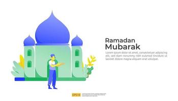 glücklicher ramadan mubarak und islamischer eid fitr oder adha flaches design vektor